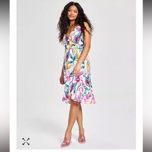 Bar III floral wrap dress sleeveless